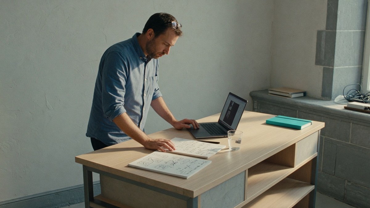 Automated business report on a desk screen